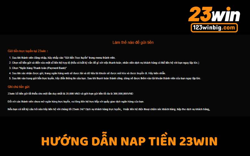 HUONG DAN NAP TIEN 23WIN