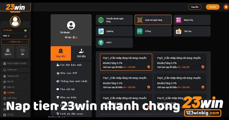 nap tien 23win nhanh
